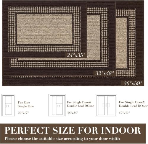 hicorfe Door mat 24"x35",Dirt Trapper Absorbent Non-Slip Welcome mat,Brown - color: Brown, size: 24"x35"(Rectangular)