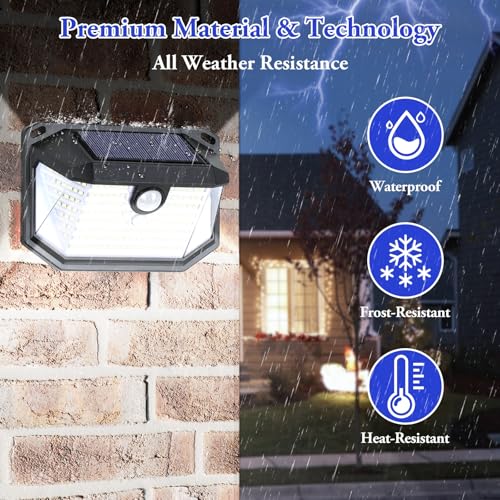 6-Pack Solar Wall Lights Outdoor with 3 Modes & Reflector, Waterproof Bright 178 LEDs Motion Sensor Security Lights, Solar Powered Flood Lights for Patio Garden Yard Porch Garage Front Door - size: 6-Pack