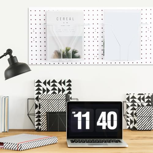 Wonderjune 4 Pcs Expandable Literature Display for Pegboard, White - color: White