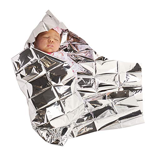 PrimaCare CS-6835 Sterile Foil Baby Bunting Blanket for Newborns and Infant, Disposable Emergency Heat Saving, 30" x 17"
