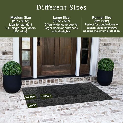 WaterHog Phoenix Front Door Mat Indoor Outdoor Entrance, All-Weather Mats - color: Charcoal, size: Large 35.5"x59" (3’x5’)
