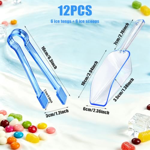 12 Pcs Plastic Ice Tongs and Scoops, Candy Scoops for Buffet, Blue - color: Blue
