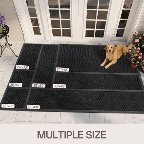 Amyracel Front Door Mat 2'x4', Heavy Duty Waterproof Commercial Floor Mat - color: Black Diamond, size: 2' x 4'(Rectangular)