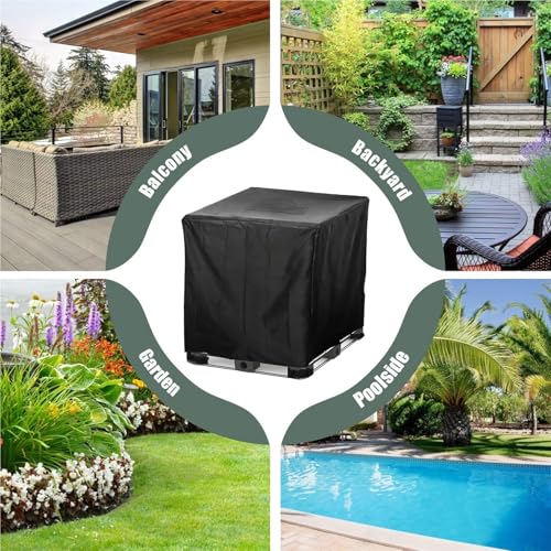 IBC Tote Cover 250 Gallon, Heavy Duty Waterproof IBC Tote Lid, Rain Barrel Cover, Water Tank Cover, Water Tote Cover, IBC Cover(Black,330 Gallon) - color: Black, size: 330 Gallon