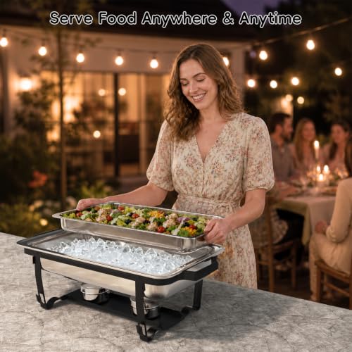 Sifer 11Qt Chafing Dishes for Buffet, No Any Screws, 4 Pack, Black - color: Black