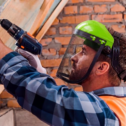 Sabary Safety Face Shield with Mesh Visor for Men, Green - color: Green