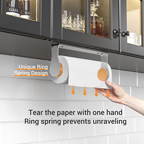 Paper Towel Holder Under Cabinet, One-Hand Tear, Wall Mount or Adhesive - color: Silver