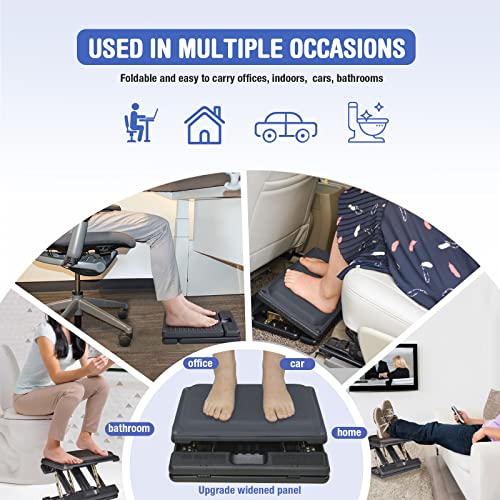 Under Desk Footrest, 4-Level Height Adjustable 12Modes Foldable Footrest - color: Gray Plus