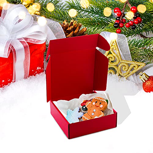 15 Pcs Red Cardboard Boxes Shipping Boxes, Recyclable Corrugated Cardboard Box Small Mailing Storage Gift Boxes for Shipping, Mailing, Gifts Packaging, Small Business, 6x6x2" (Red) - color: Red