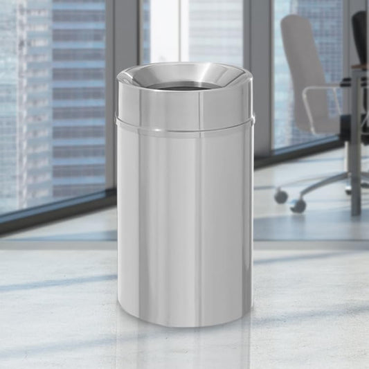 33 Gallon Satin Aluminum Waste Receptacle | Heavy-Duty Commercial Trash Bin | Rust & Tarnish Resistant | Durable Indoor Waste Container | (Funnel Top) - size: 33 Gal, style: Funnel Top