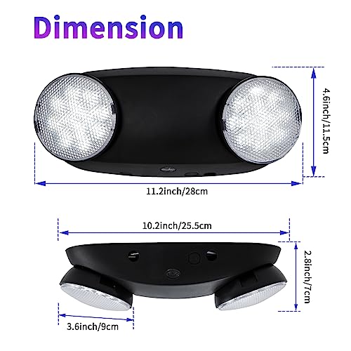 TANLUX LED Emergency Lights with Battery Backup, Two Head Adjustable Commercial Emergency Lights - 4 Pack(Black) - color: Black, size: 4 Pack