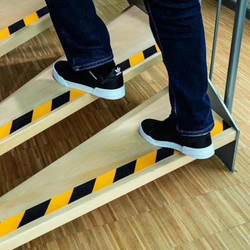 Durable DURALINE Floor Tape, Non-Slip Self-Adhesive, Yellow/Black, 3" x50ft - color: Yellow/Black, size: 75 mm x 15 m