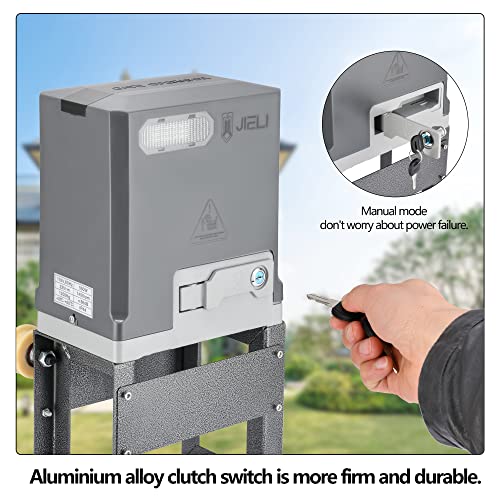 JIELI 3300 lb Automatic Sliding Gate Opener with 4 Remote Controls, Electric Rolling Driveway Slide Gate Motor, Complete Gate Operator Hardware Security System Kit for Sliding Gate Up to 40 Feet - color: 3300lbs gate opener