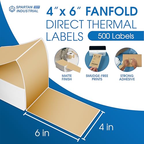 4" X 6" Brown Direct Thermal Fanfold Labels (500 Count, 1 Stack) - color: Brown