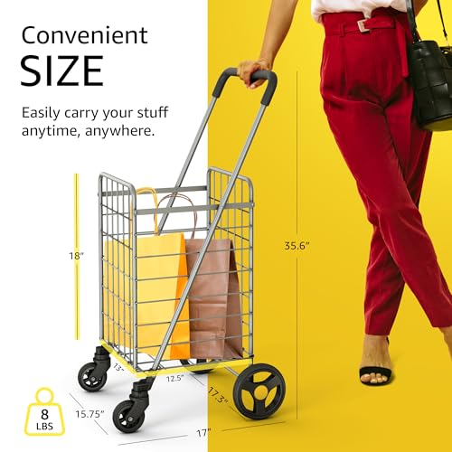 Our Modern Space Shopping Cart & 360° Swivel Wheels | Foldable Collapsible & Lightweight | Perfect for Groceries Laundry Utility Cart - Silver - color: Silver, size: Standard