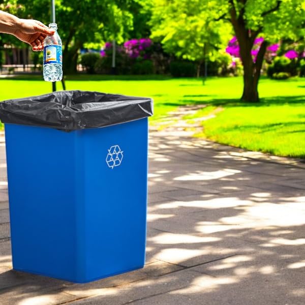 25 Gallon Gray Square Trash Can, Plastic, Commercial Use - color: Gray, size: 25 Gallon