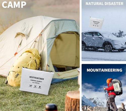 Heavy Duty Survival Blanket -Multifunctional Reflective Tarp Thermal Blanket - 60" x 83" Waterproof Sandproof for Camping Hiking Outdoors Multifunctional Emergency Blanket… - color: White
