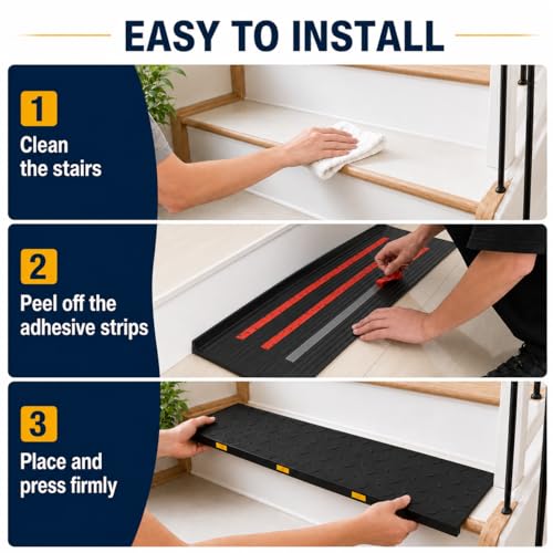 BESEA Rubber Stair Treads Non Slip 36" x 10" 10 Pack Outdoor Stair Treads - size: 10