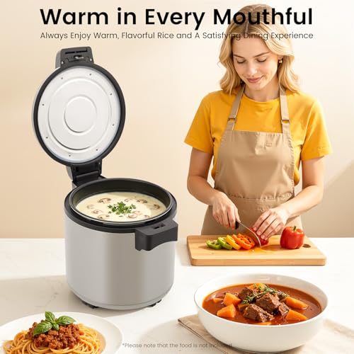 6.1Gal 120 Cup Electric Rice Warmer, Rice Food Warmer Commercial Large with Dedicated Paddle, Non-Stick Pot 149°F Sustained Warmth,Soup Warmers Sushi Warmer for Rice,Porridge,Soup in Restaurant Family