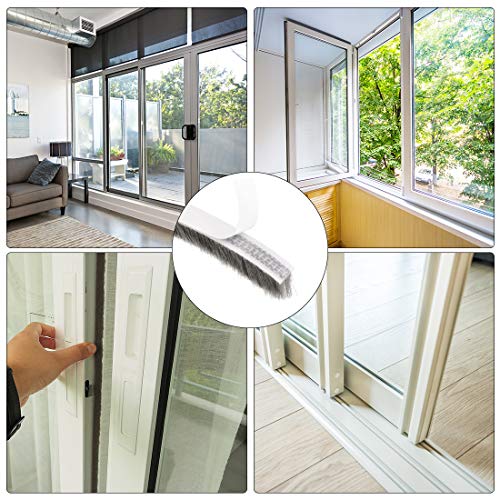 uxcell Brush Weather Stripping, Adhesive Felt Door Seal Strip Weatherstrip Door Sweep Brush for Door Window 197Inch l x 0.9 Inch W (5000mm x 23mm) Gray - size: 197Inch L x 0.9 Inch W