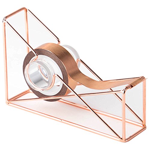 U Brands Desktop Tape Dispenser, Wire Metal, Rose Gold - 858U06-48 - color: Rose Gold