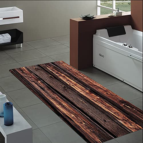 Dark Brown Old Wood Printed Foam Bathroom Non Slip Mat and Doormat Absorbent Super Comfort Flannel Bathroom Blanket Carpet 72 x 24 inches - color: Multi23, size: 72 x 24 inches