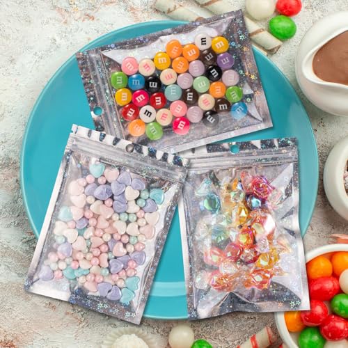 FUNFERY Star 4x6 inch Holographic Bags Resealable Bags with Clear Window - color: Holographic Star-50P, size: 4x6 inch