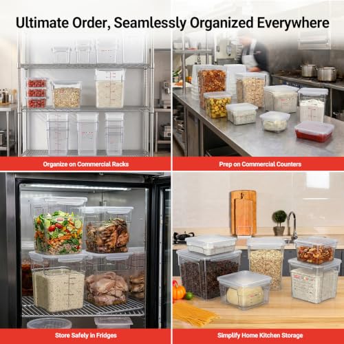 2 Pack Commercial Food Storage Container Set, 2 QT & 4 QT Airtight Clear Containers, Stackable Kitchen Storage Containers for Spices, Coffee Beans, Sugar and Dry Ingredients, Tall Model - size: 2.0(QT)+4.0(QT)-Tall