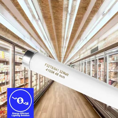Konideke F32T8/841 32W 48 Inch T8 Fluorescent Tube Light Bulb, T8 Fluorescent Bulbs 4 Foot, 4ft Light Bulb, 4100K Cool White, 2850 Lumens, G13 Medium Bi-Pin Base,10 Pack