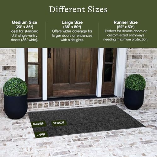 WaterHog Boxwood Front Door Mat Indoor Outdoor Entrance, All-Weather Mats - color: Charcoal, size: Large 35"x59" (3’x5’)