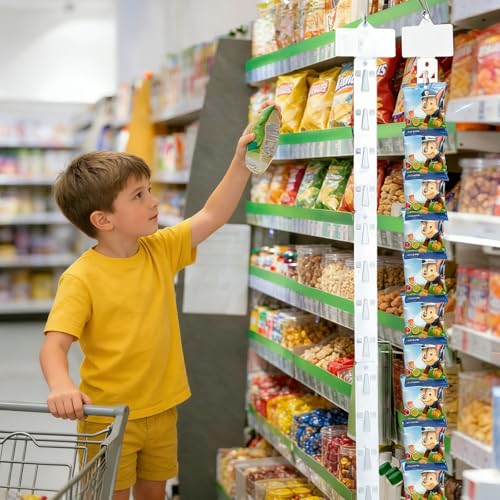 12 Pack 12 Station Plastic Hanging Merchandise Strips with Sticker for Vendor Store Rack Alley Hanging Bags Display Retail Candy chip Craft