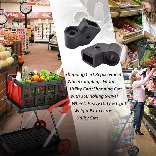 2Pcs Shopping Cart Wheel Coupling,Black,Deformation Resistance