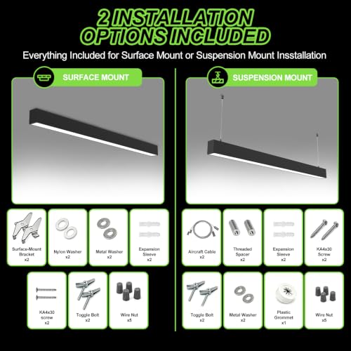 Glitgate 4FT LED Linear Lights, 30-50W 6250LM 3CCT, UL Listed, 4 Pack