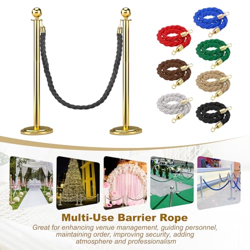 MECCANIXITY Twisted Stanchion Rope 5 Ft/1.5 M, Barrier Rope Twisted Post Ropes with Snap Hooks for Posts Stands Queue Divider Crowd Control, Black Golden - color: Black Golden, size: 5 Ft