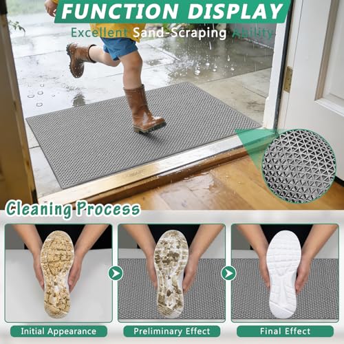 WochiTV Non Slip Drainage Mats, Front Door Mat, PVC Pool Floor Mat 0.2'' Thick Rubber Outdoor Indoor, Parking Space Mat for Bathroom Garage Basement Backyard Commercial Kitchen, 1.9x2.5Ft Grey - color: Grey, size: 1.9 x 2.5 ft