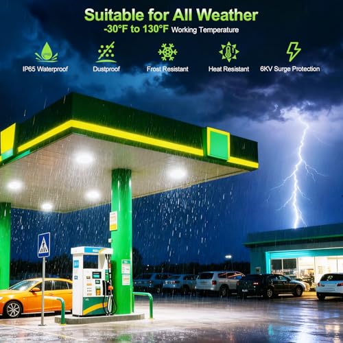 60W LED Canopy Light, Outdoor Gas Station Light Fixture with Photocell