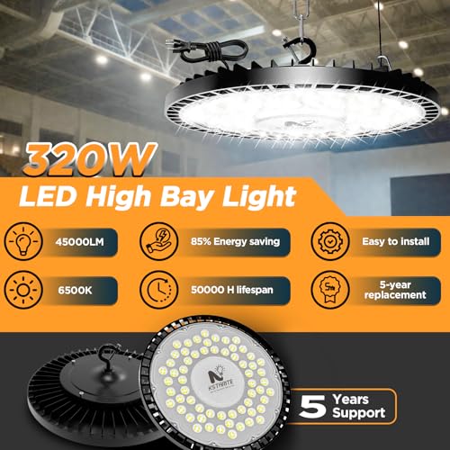 320W UFO High Bay LED Shop Lights, 4 Pack 45000LM Garage Lights - size: 320-4PACK