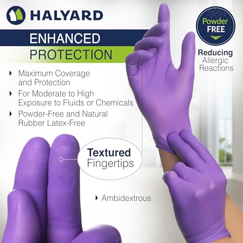 HALYARD PURPLE NITRILE Gloves Powder Free Disposable Medical Exam Gloves Dental Chemo Protection 5.9 mil 9.5 In - size: Medium (Pack of 1000)