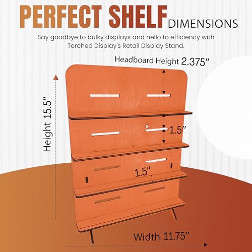 TORCHED DISPLAYS Jewelry Holder Necklace Organizer | Earring Display Stands for Selling | 3-Tiered Wooden Jewelry Holder Stand for Shops, Boutiques, Festivals | Display Rack Wood Stand | Orange - color: Orange