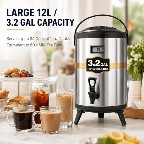 3.2 Gallon Insulated Beverage Dispenser with Spigot - size: 3.2 Gallon Size