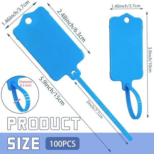 LeonBach 100 Pcs 1.46“ x 2.48” Plastic Shipping Tags, Blue - color: Blue
