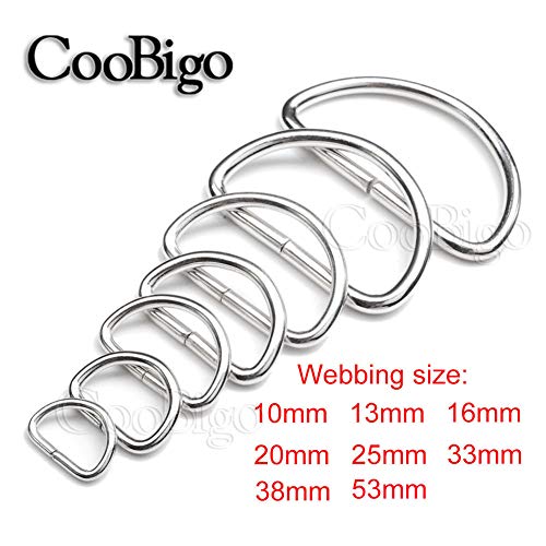 CooBigo 100 Pack 1" Dee Rings D-Ring Metal Buckle Strap Sewing Accessories FLQ013 - color: Silver, size: 1 Inch