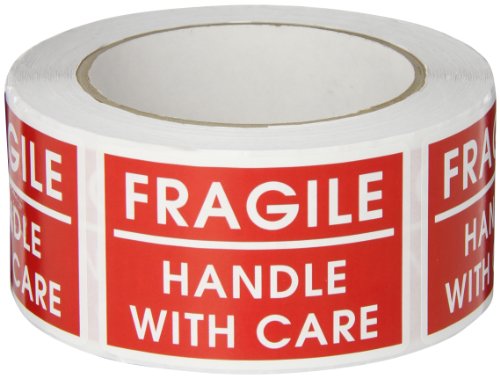 TapeCase - SHIPLBL-036 Shipping Packing Labels"Fragile/Handle with Care", Red/White - 500 per Pack (1 Pack) Fragile Handle With Care - style: SHIPLBL-036