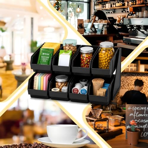Novabright 8 Compartment Serve Condiment Bin Self Serve Condiment Packet - style: 8 Bin 2 Tier