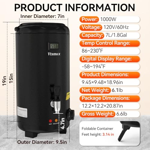 Commercial Electric Beverage Dispenser 2 Gallon with Foldable Stand, Black - color: Black, size: Electric Model