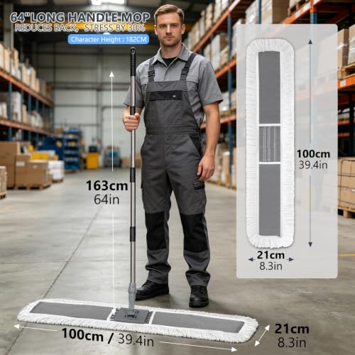 Masthome 39.4" Commercial Dust Mop for Hardwood, Tiles, Marble Floors - color: Extra Large Grey