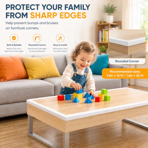 Wall Corner Protector Self-Adhesive Flexible – Durable Rubber, Furniture Edge Guard, Easy to Install, White, Prevents Wall Damage, Ideal for Home or Office Use - size: 0.8in×10.8ft