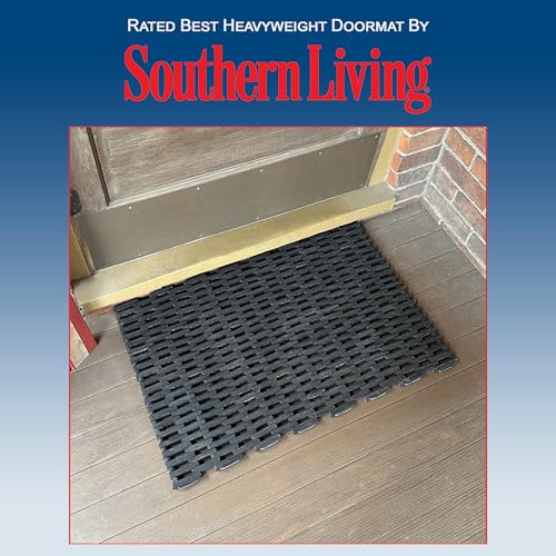 Durable Corporation Durite Outdoor Entrance Mat, Recycled Rubber Tire-Link Doormat, Heavy Duty Straight Weave Drainage Mat, Black, 20" x 30" - size: 30"L x 20"W x 0.6"Th