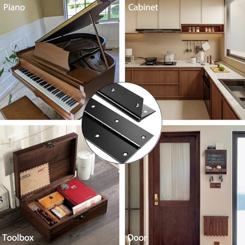 2 Pack Black Piano Hinge 48 Inch x 3 Inch, 0.05" Leaf Thickness - color: Black, size: 48" Long x 3" Overall Width