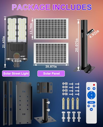 JAYNLT Y-10500W Solar Street Lights Outdoor, Commercial Parking Lot Lights - size: X-Large